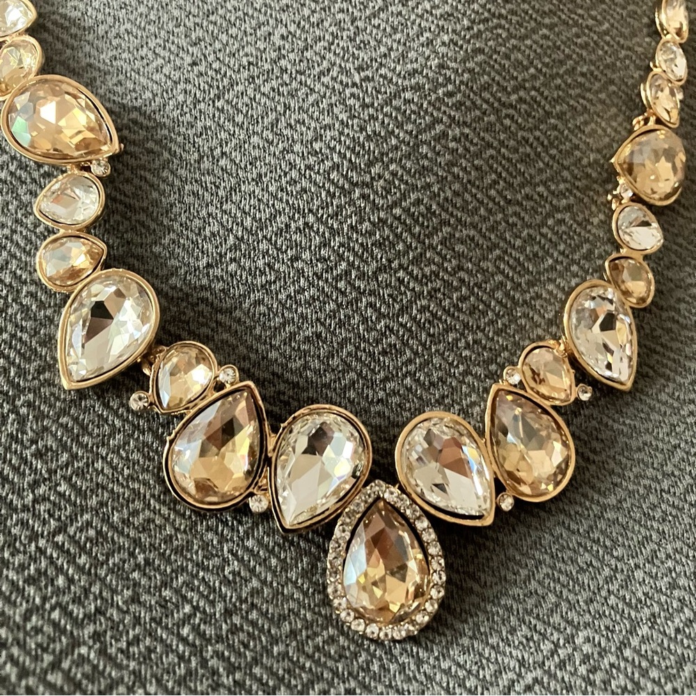 Crystal gemstone formal necklace and earring set